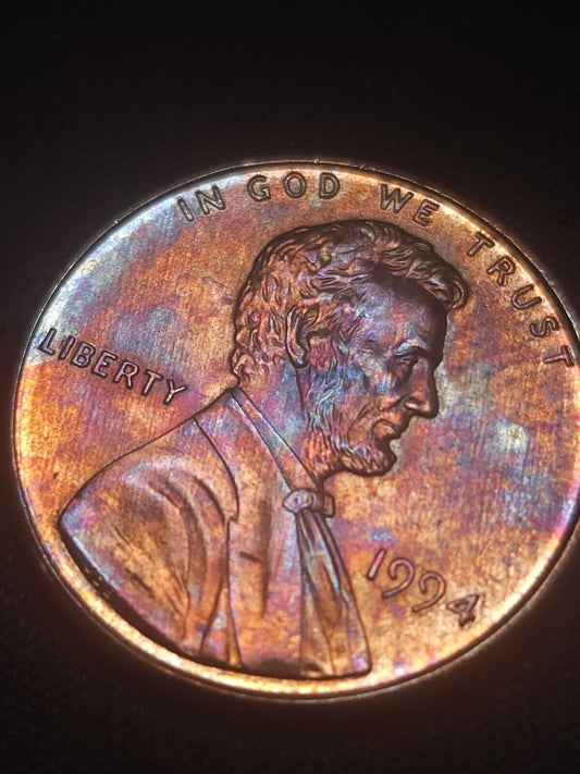 1994 Toned Gem Bu Lincoln Memorial Cent Errors & Oddities