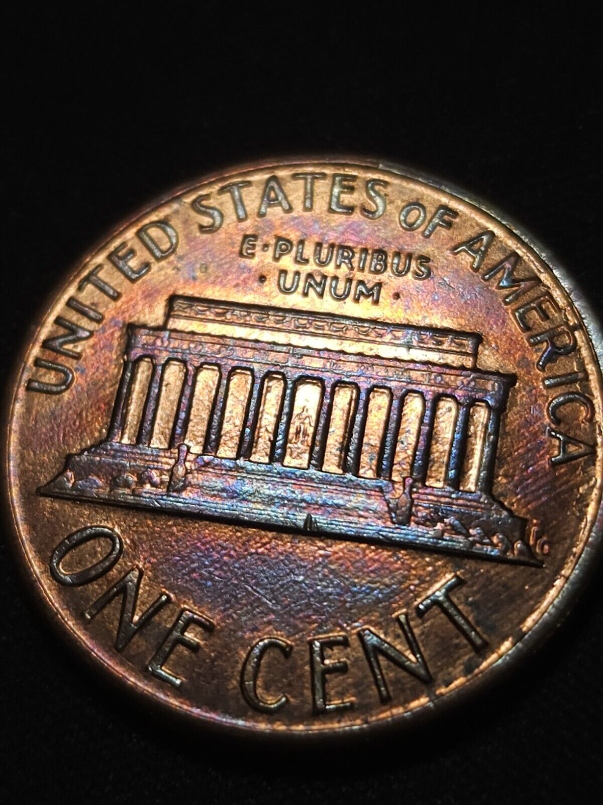 1986 Toned Gem Bu Lincoln Memorial Cent  Off Center Errors & Oddities