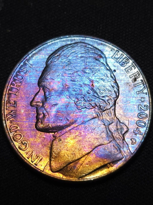 2004 D Jefferson Nickel Bu Lewis & Clark Rainbow Toned