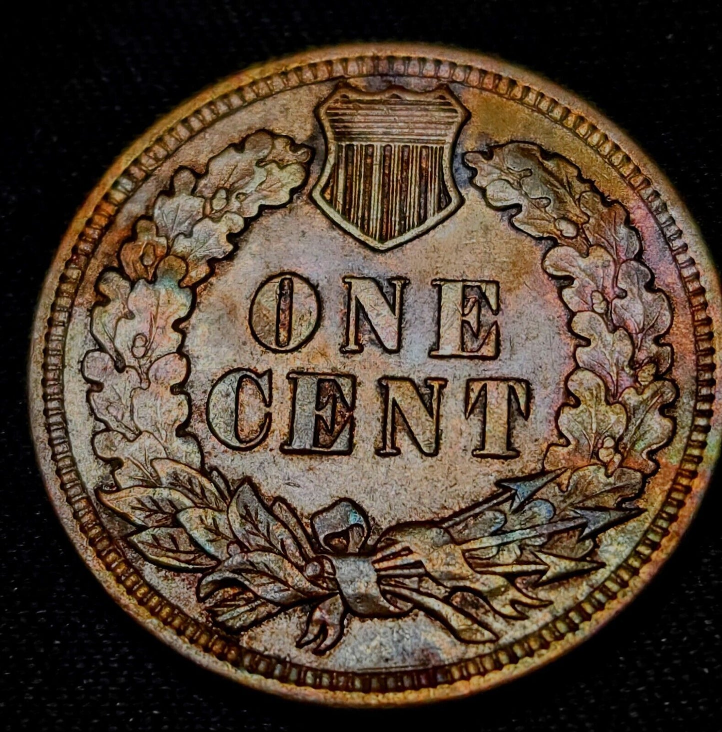 1907 Indian Head Cen Bu Rainbow Toned 4 Diamonds