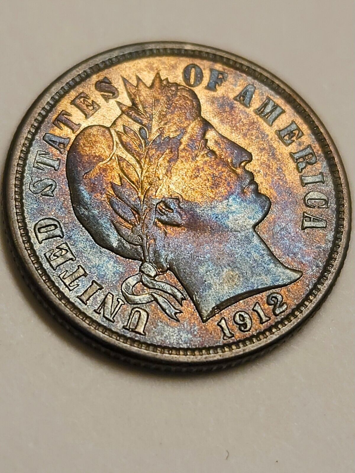 1912 Barber Dime Bu Monster Toning