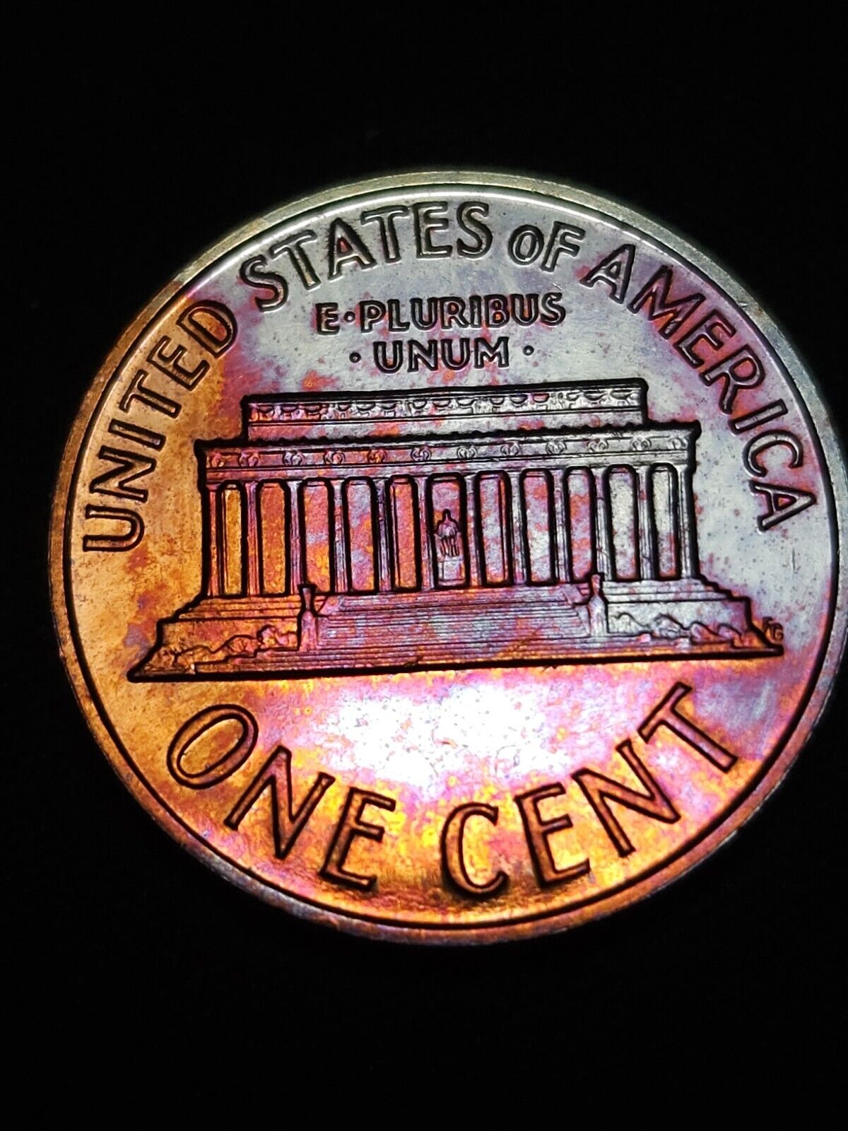 1964 Lincoln Memorial Penny Bu Rainbow Toned