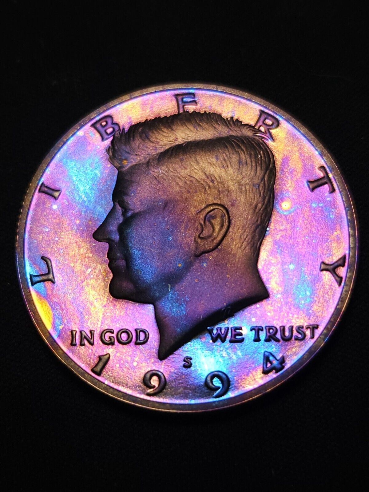 1994 S Proof Kennedy Half Bu Rainbow Toned