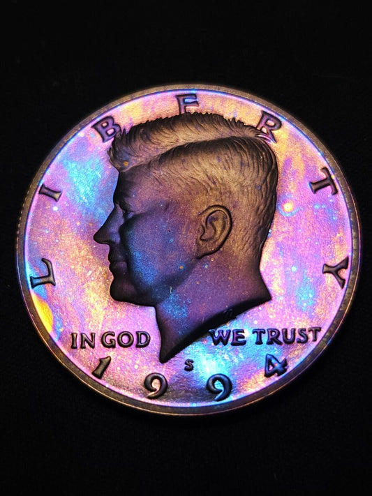 1994 S Proof Kennedy Half Bu Rainbow Toned