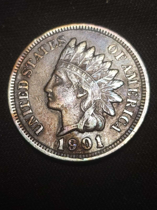 1901 Indian Head Cent Xf Rainbow Toned