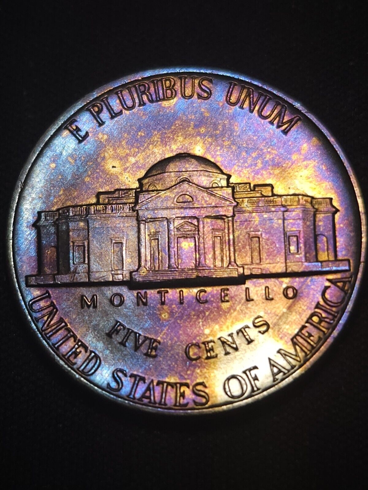 1978 D Jefferson Nickel Bu Rainbow Toned