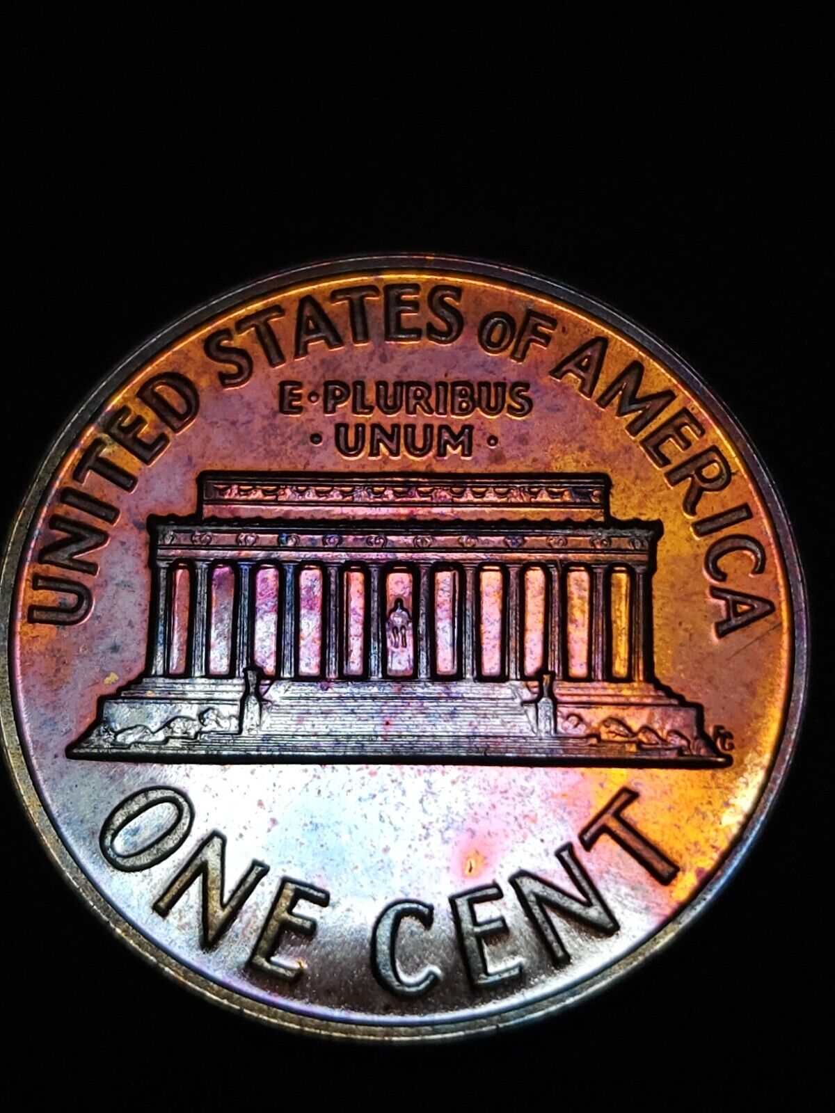 1962 Lincoln Memorial Penny Proof Rainbow Toned