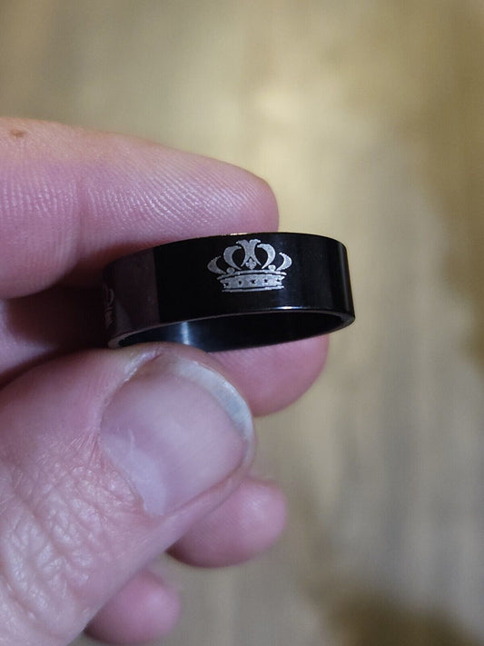 Black Stainless Steel Crown Ring Size 11"3/4 Crown
