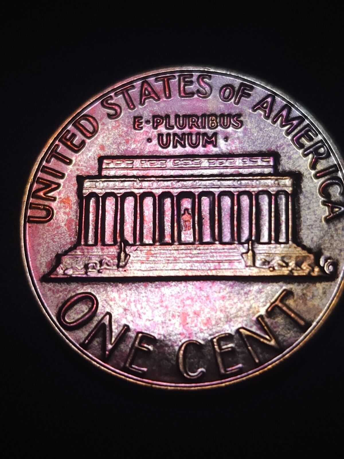 1985-D Rainbow Toned Lincoln Memorial Cent Bu - ErrorsandOddities33