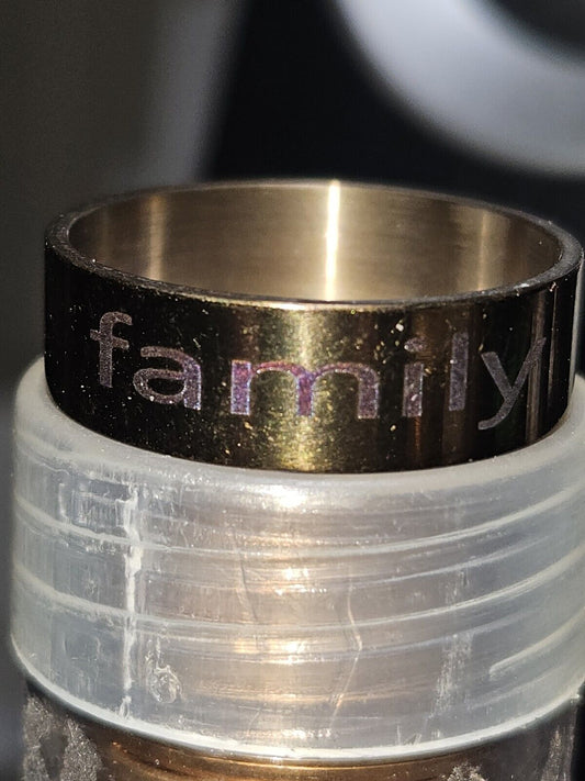Family Ring Two Tone Size 11 3/4 Rainbow Tint Rainbow