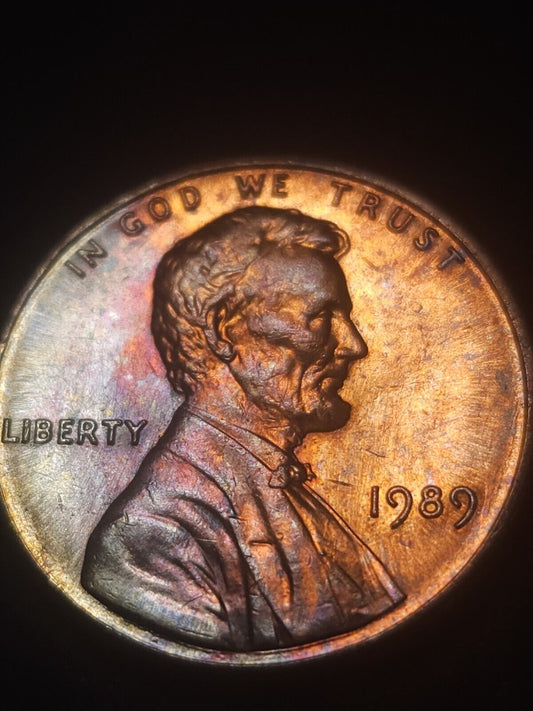 1989 Toned Lincoln Memorial Cent - ErrorsandOddities33