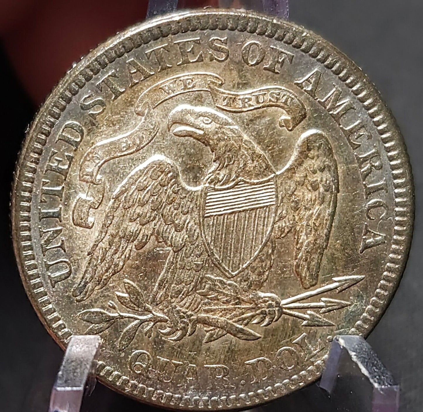 1877 Seated Liberty Quarte Monster Toned