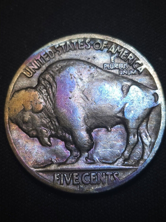 1936 S Buffalo Nickel Rainbow Toned