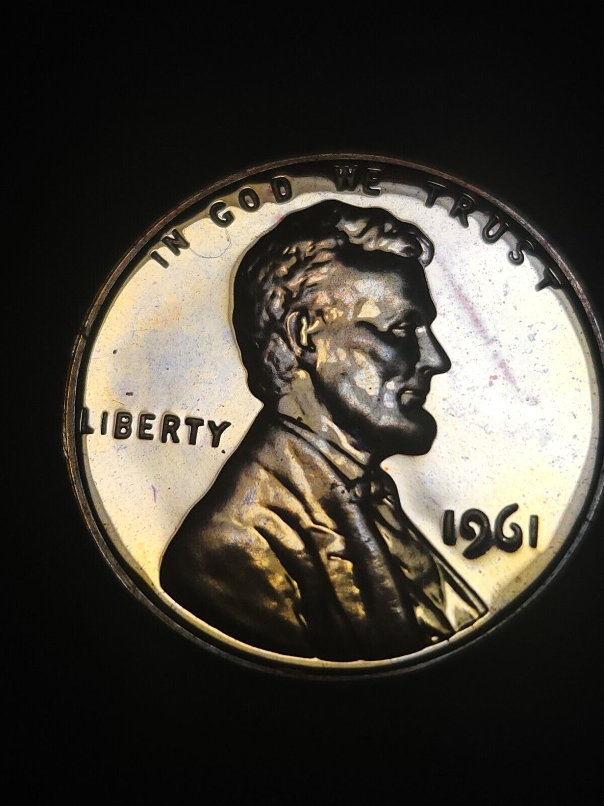 1961 Lincoln Memorial Penny Proof Rainbow Toned