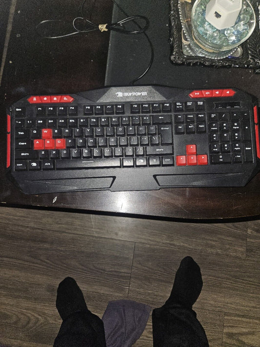 iBuyPower Gaming Keyboard IBP Ares E1 Black & Red USB Wired Tested & Working iBuyPower