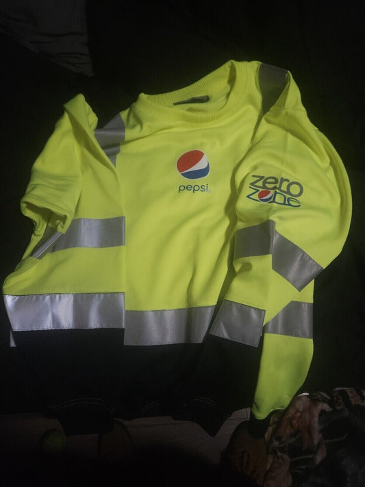 Pepsi Zero Zone Men's Yellow Black Reflective Safety Sweater Medium Never Worn - ErrorsandOddities33