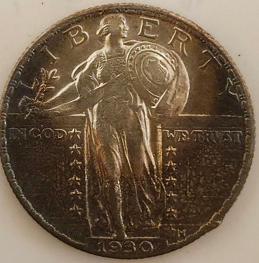 1930 Standing Liberty Quarte Monster Toned