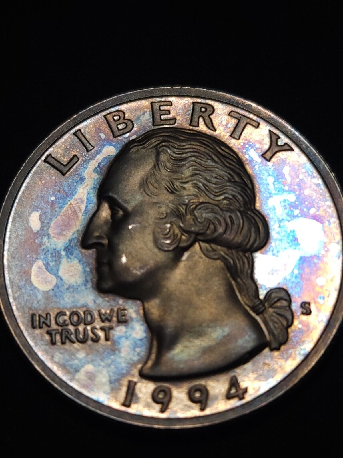 1994 S Silver Washington Quarter Proof Toned Bu Gem Monster Errors & Oddities
