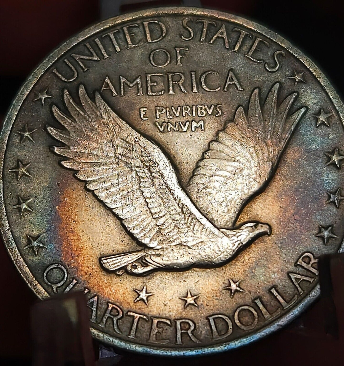 1923 Standing Liberty Quarte Au Rainbow Toned