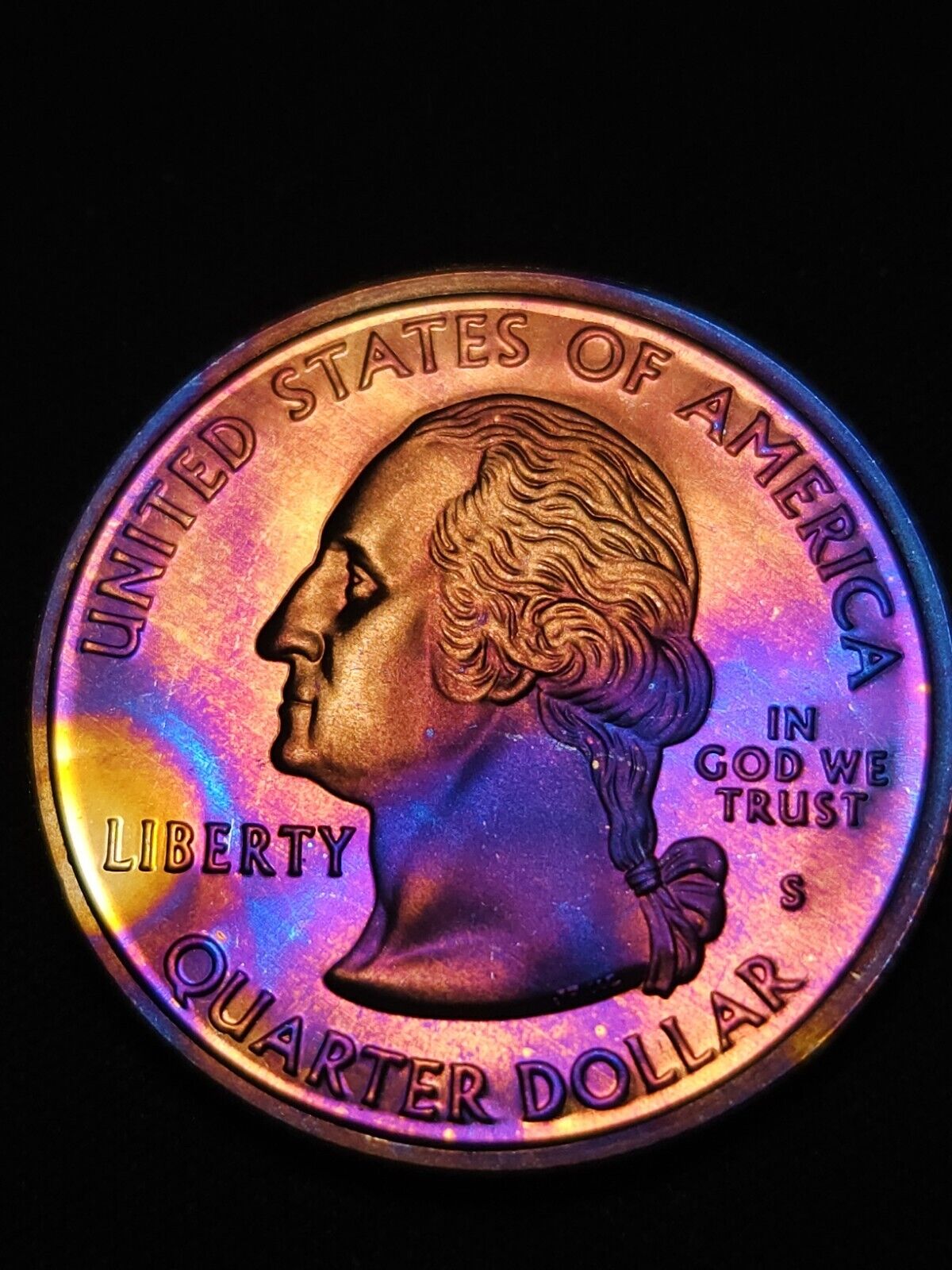 2005 S West Virginia State Quarte Proof Rainbow Toned