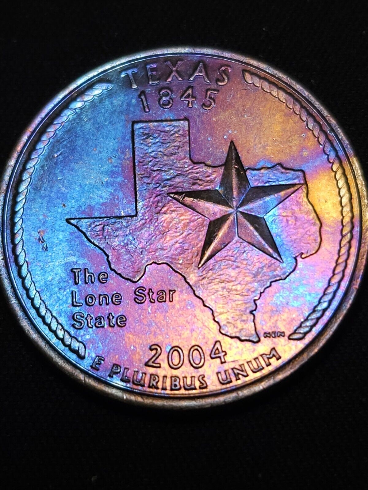 2004 D Texas State Quarter Bu Rainbow Toned - ErrorsandOddities33