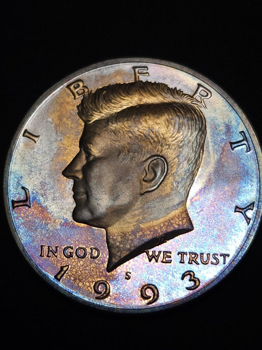 1993 S Silver Kennedy Half Dollar Bu Proof  Toned Errors & Oddities