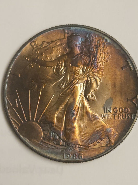 1986 American Silver Eagle Bu Monster Toned