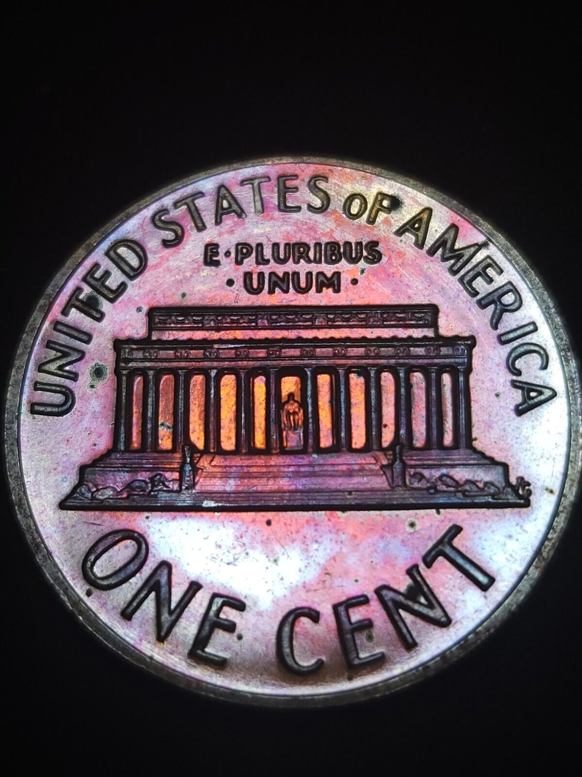 1971 S Lincoln Memorial Proof Rainbow Toned