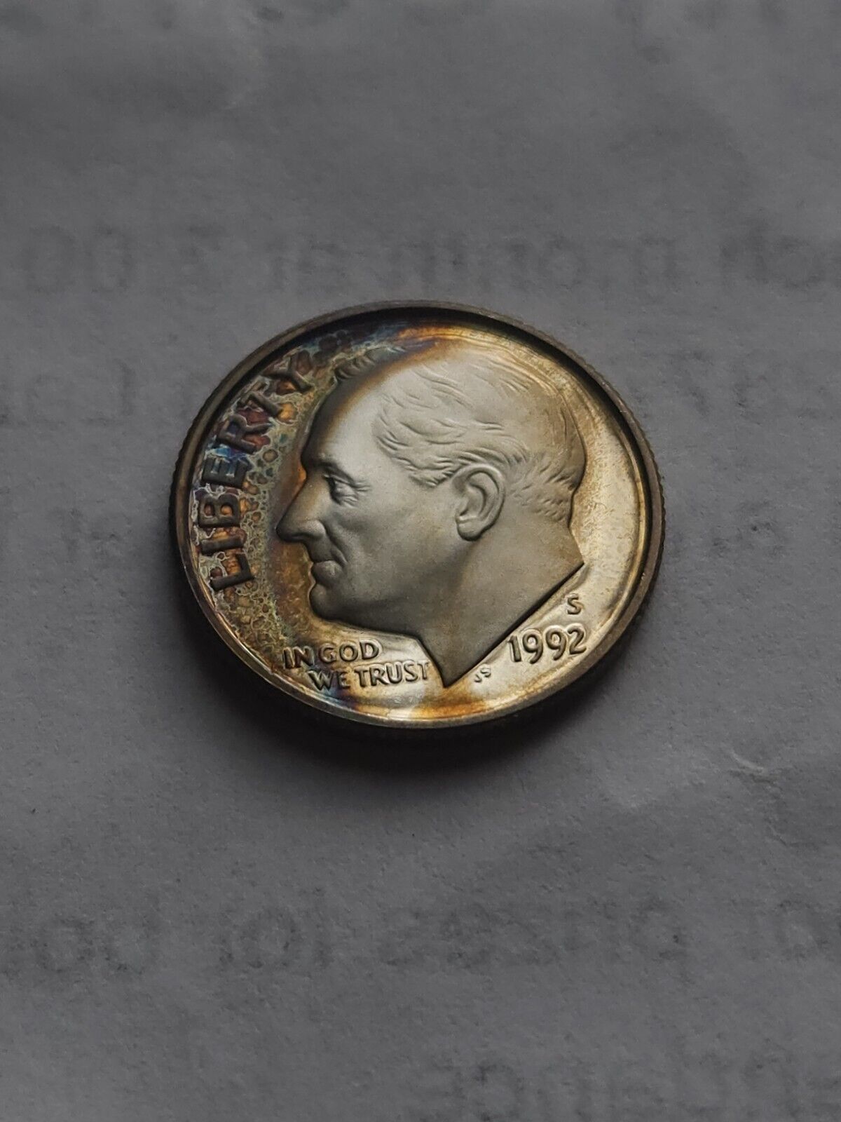 Toned 1992 S Silver Bu Roosevelt Dime