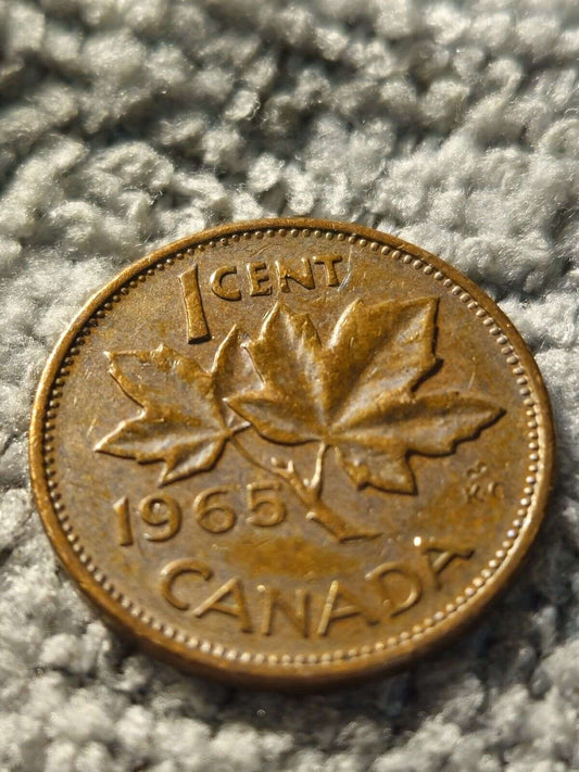 1965 Canadian Penny Blunt 5 Large Bead With Die Gouge