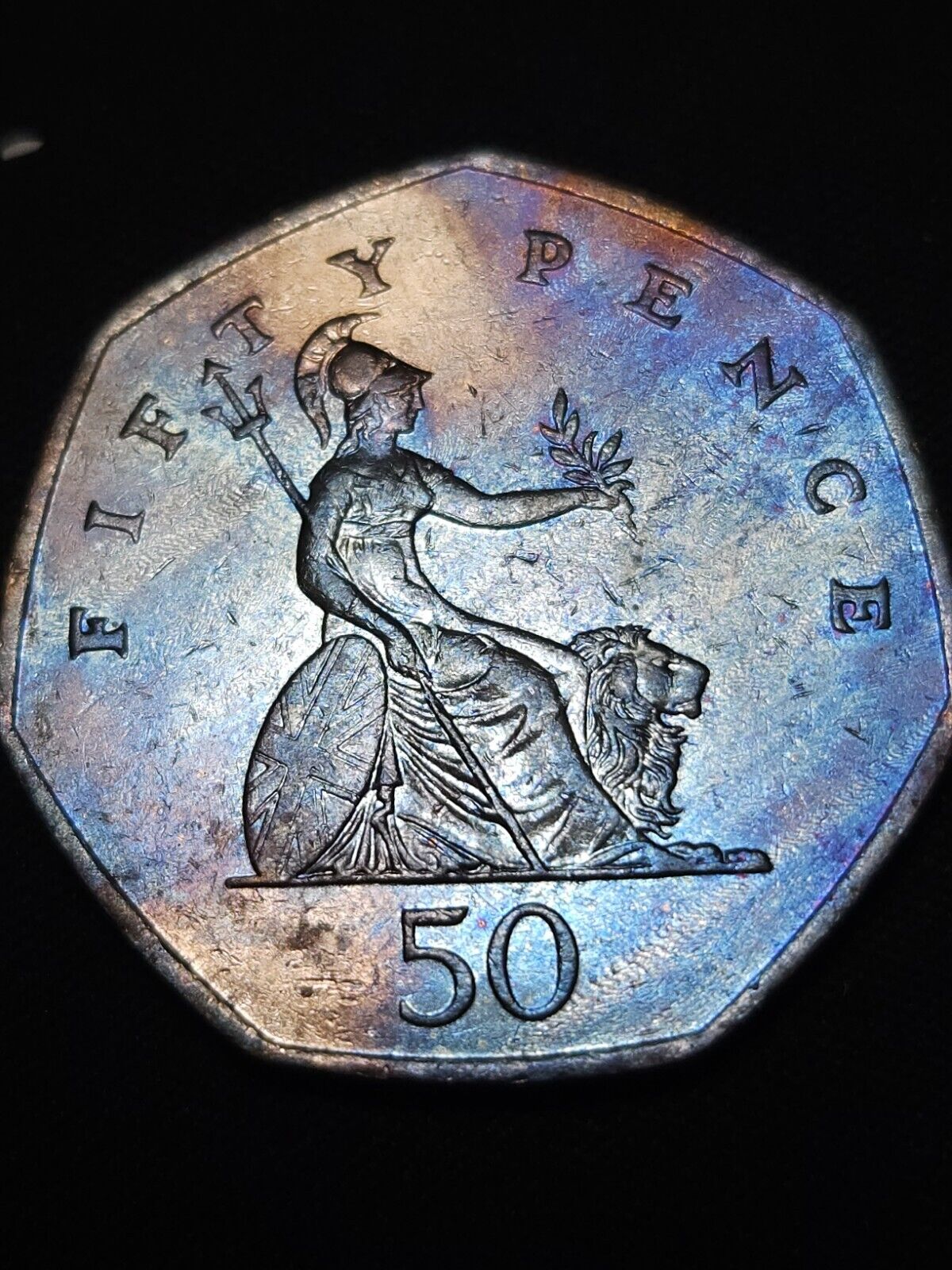 1997 50 Pence Rainbow Toned