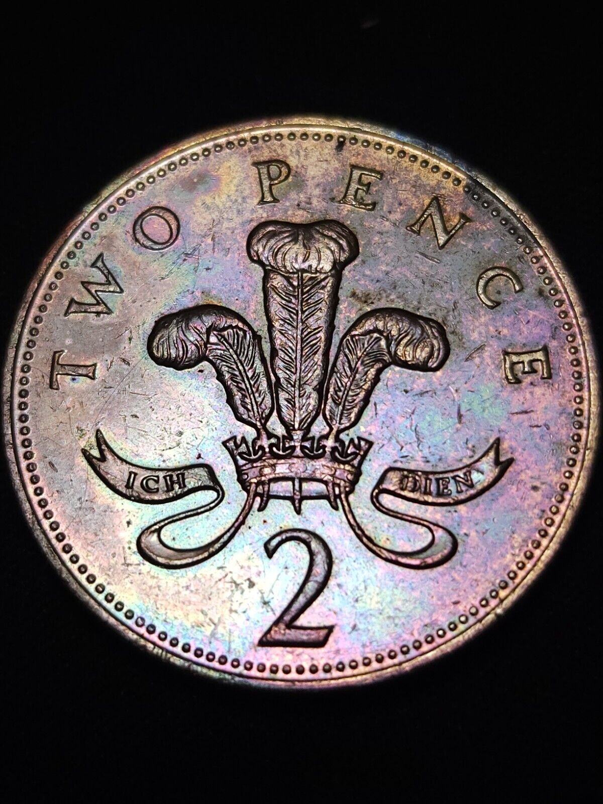 1994 2 Pence Rainbow Toned