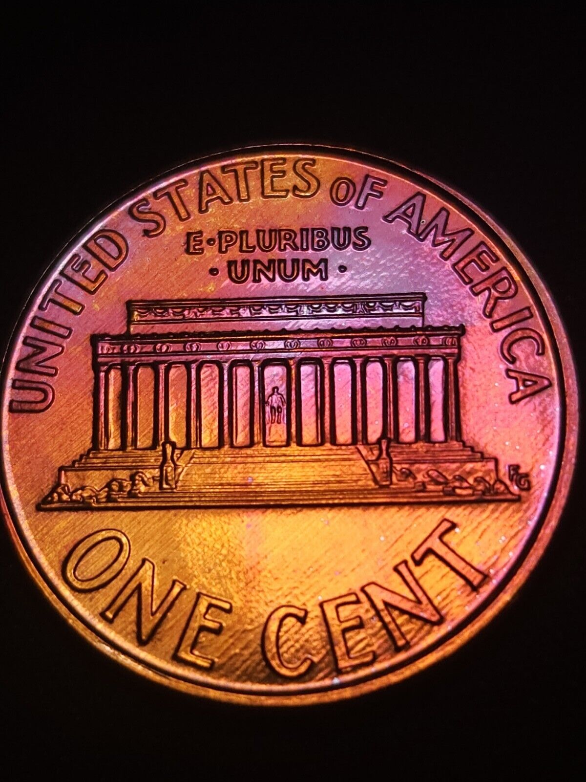 2001 Rainbow Toned Lincoln Memorial Cent Bu Errors & Oddities