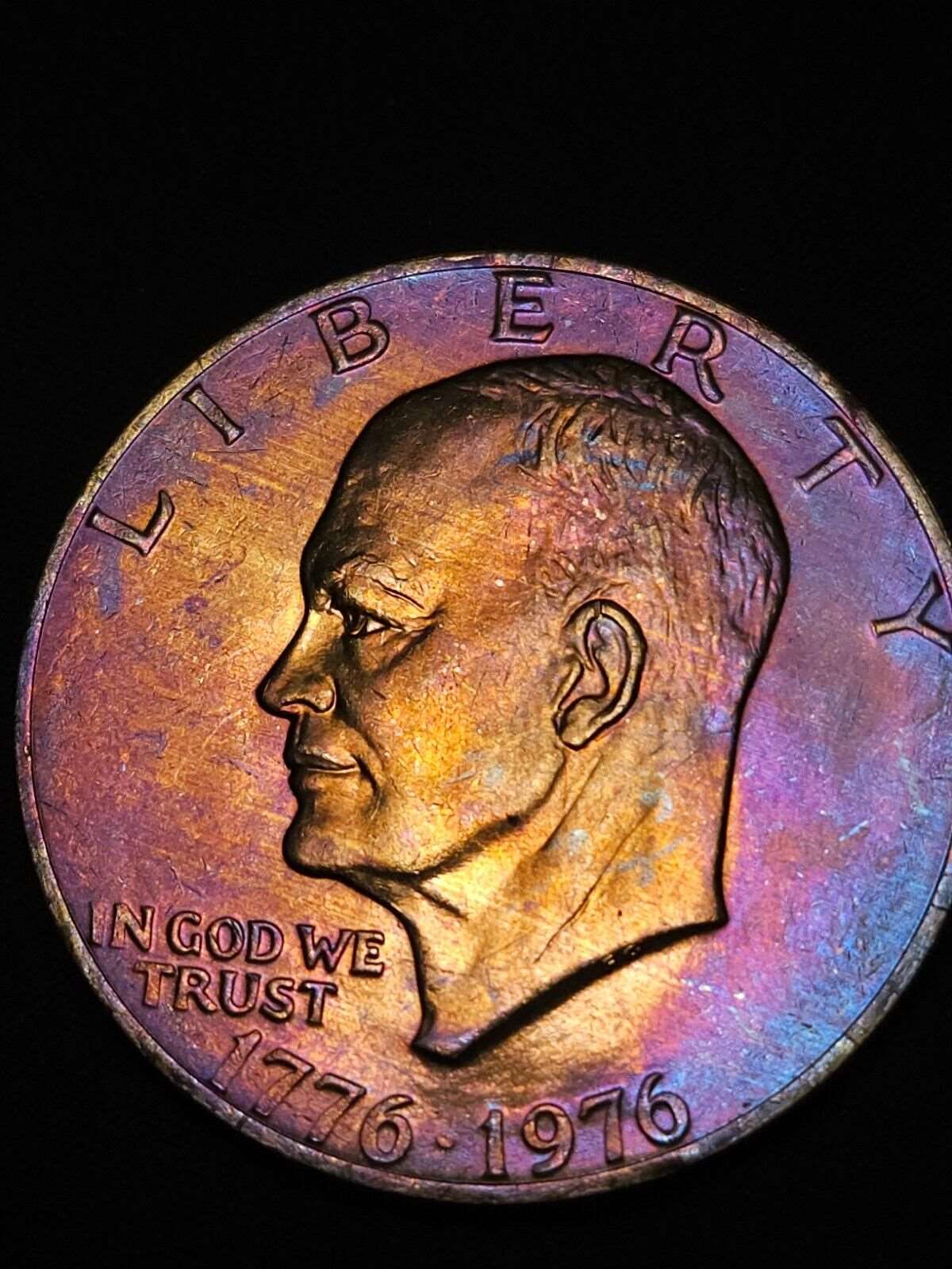 1976 Eisenhower Dollar Bu Rainbow Toned Ike Bicentennial