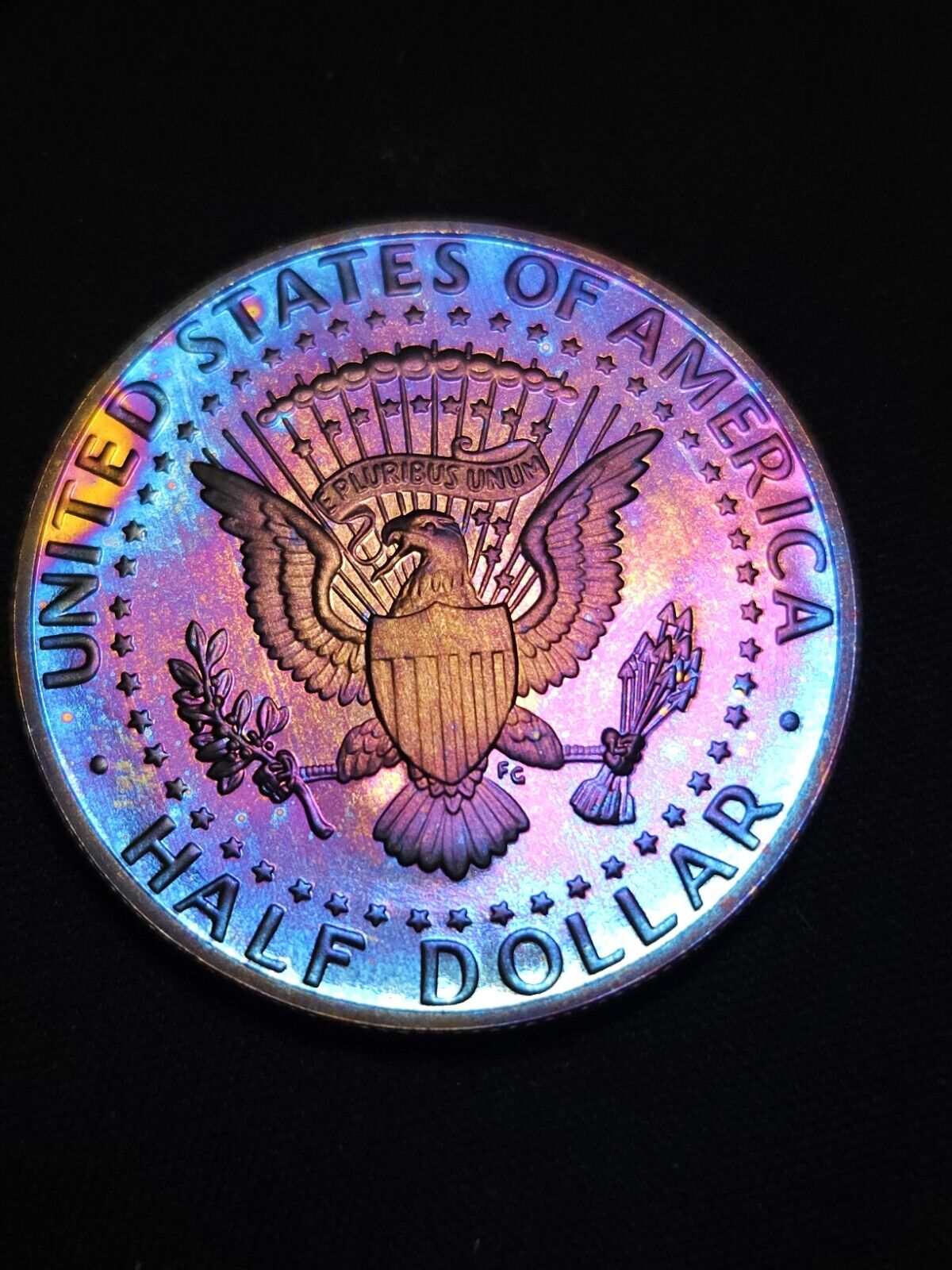 1994 S Proof Kennedy Half Bu Rainbow Toned