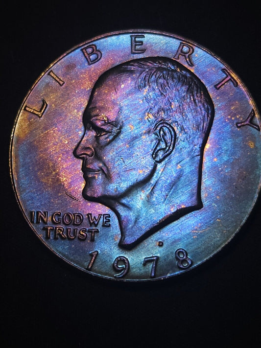 1978 D Eisenhower Dollar Bu Rainbow Toned