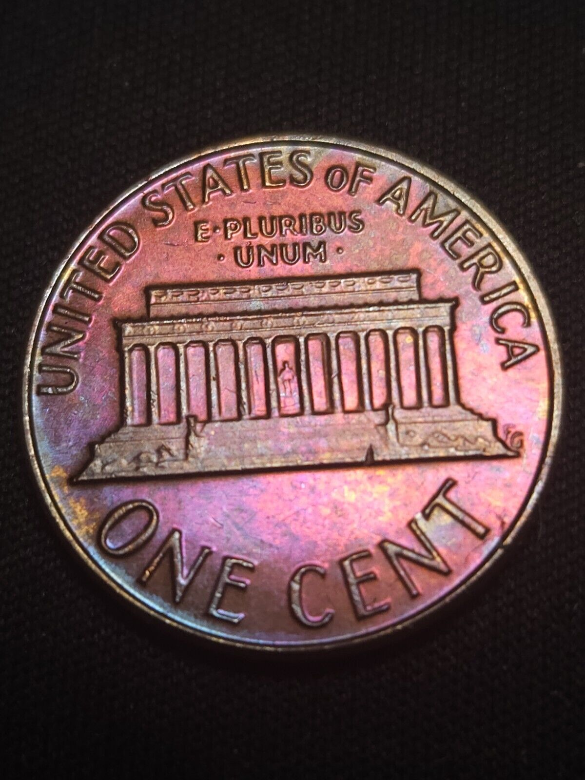 1978 D Lincoln Memorial Cen Bu Rainbow Toned