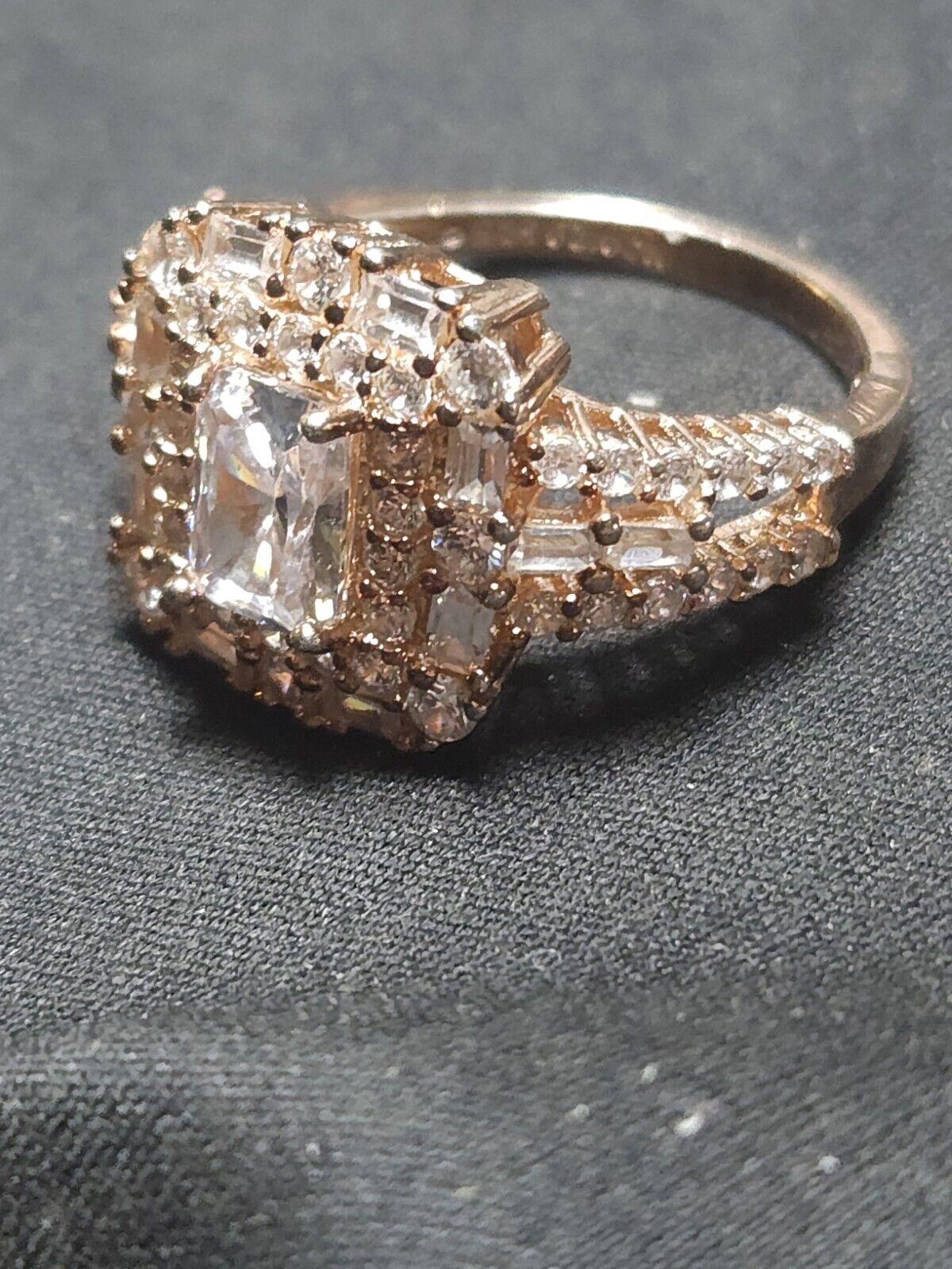 925 Rose Gold Over Sterling Silver Bella Luce  Cz Ring Size 7