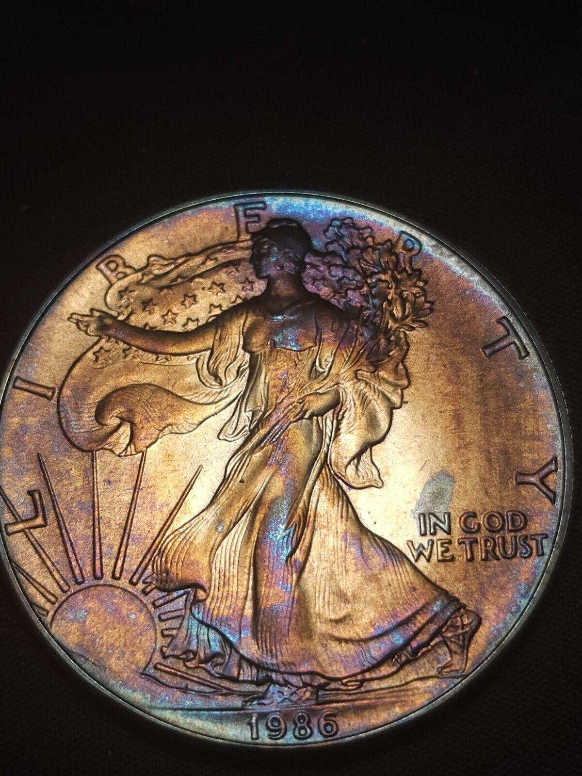 1986 American Silver Eagle Bu Monster Toned