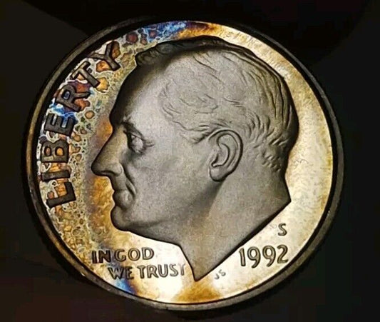 Toned 1992 S Silver Bu Roosevelt Dime