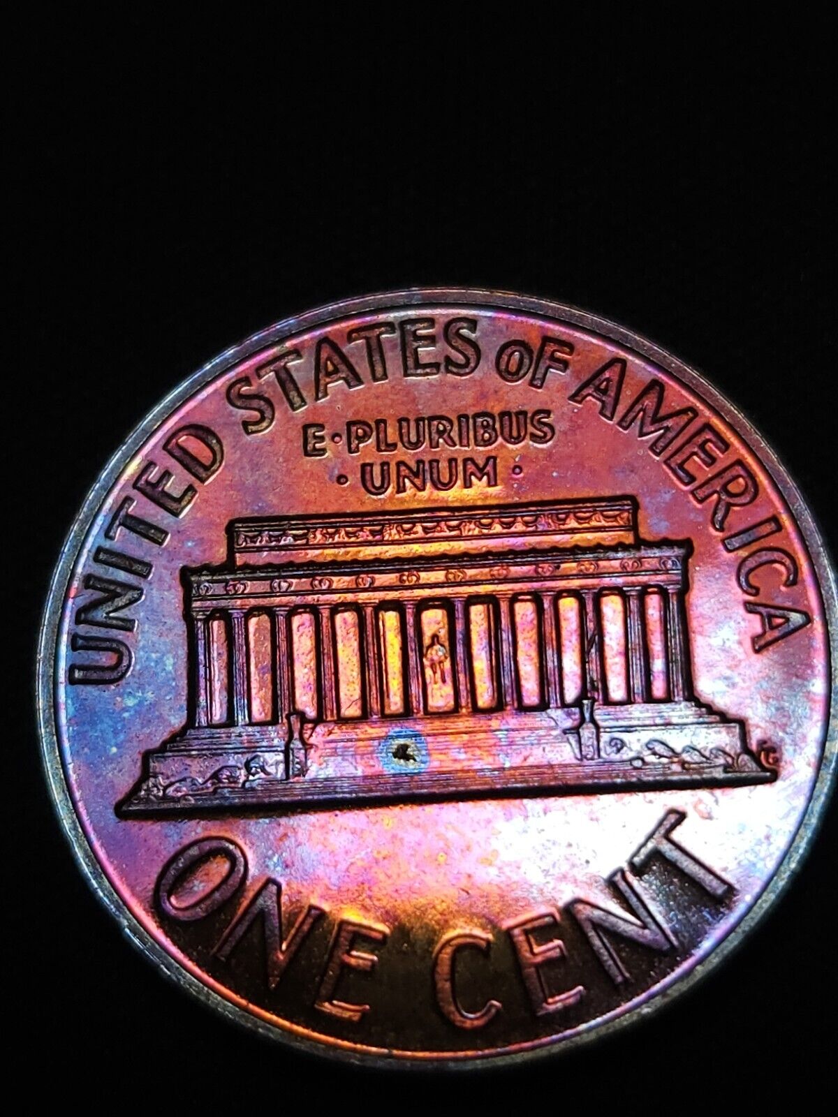 1959 Lincoln Memorial Penny Proof Rainbow Toned