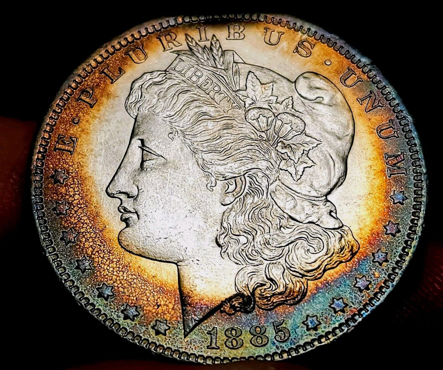 1885 O Morgan Dollar Gem Bu PL Monster Toned