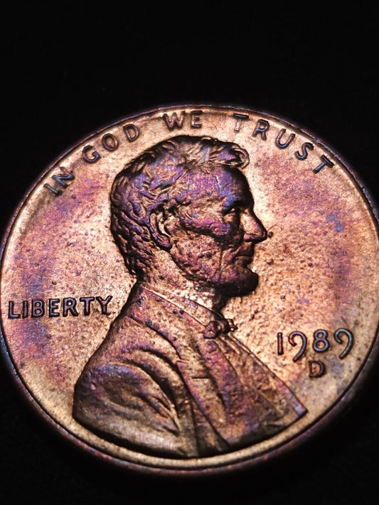 Toned Gem 1989 D Lincoln Memorial Cent Errors & Oddities