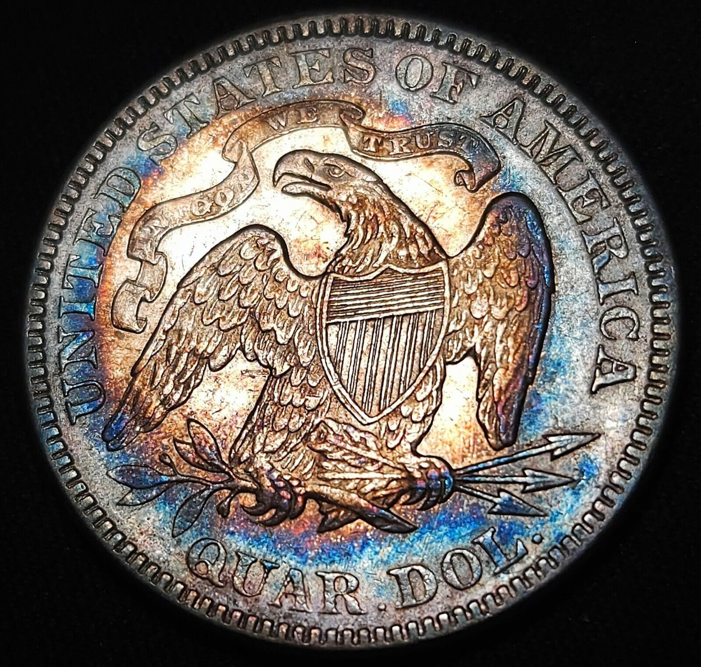 1877 Seated Liberty Quarte Monster Toned