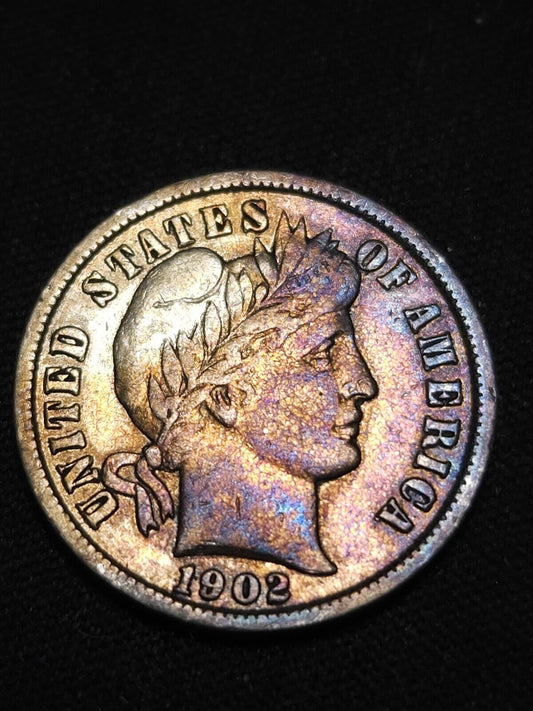 1902 Barber Dime Monster Toned