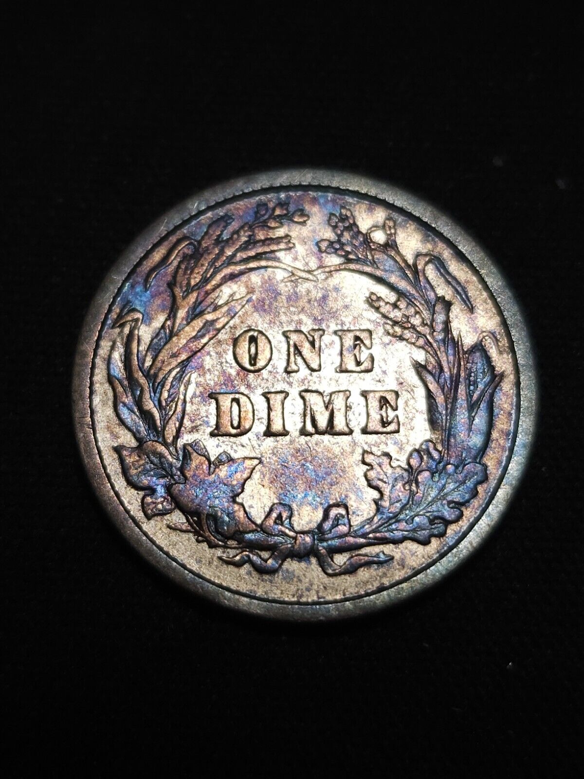 1892 Barber Dime Monster Toned