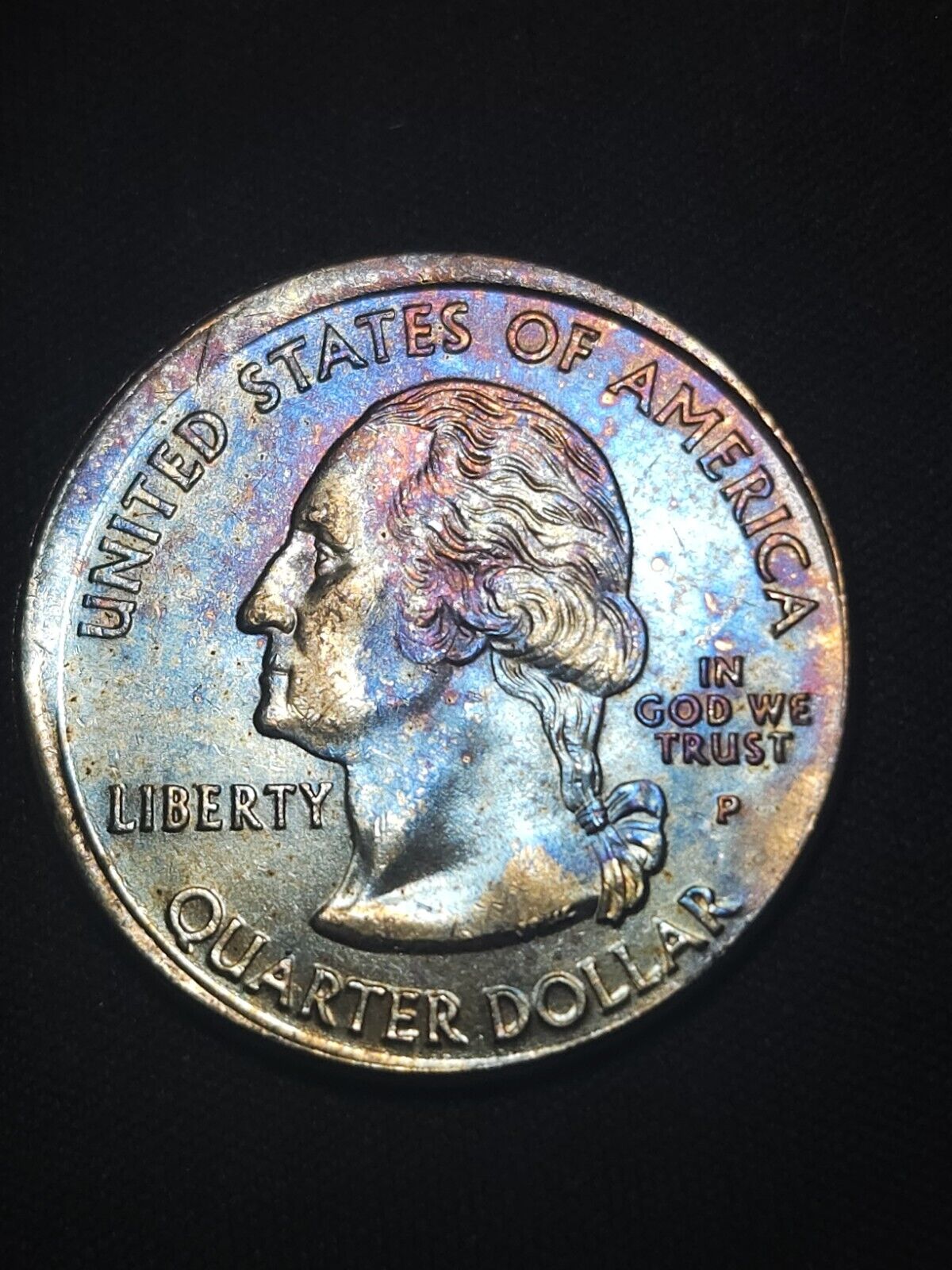 2000 P South Carolina State Quarte "Broadstruck" Rainbow Toned