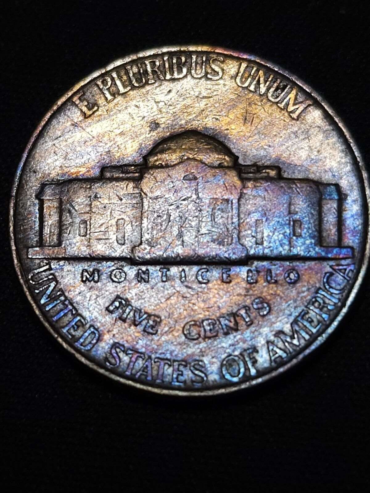 1939 Rainbow Tone Jefferson Nickel