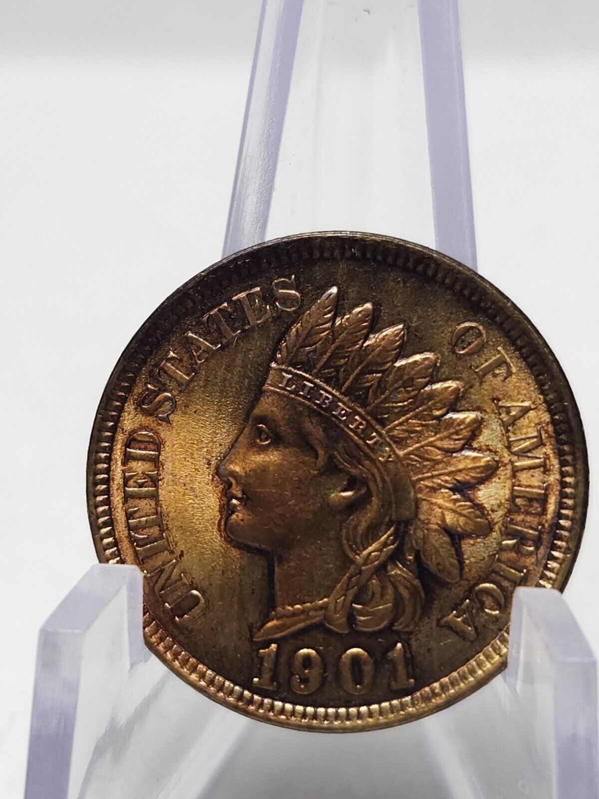 1901 Indian Head Bu Gem Rainbow Toned