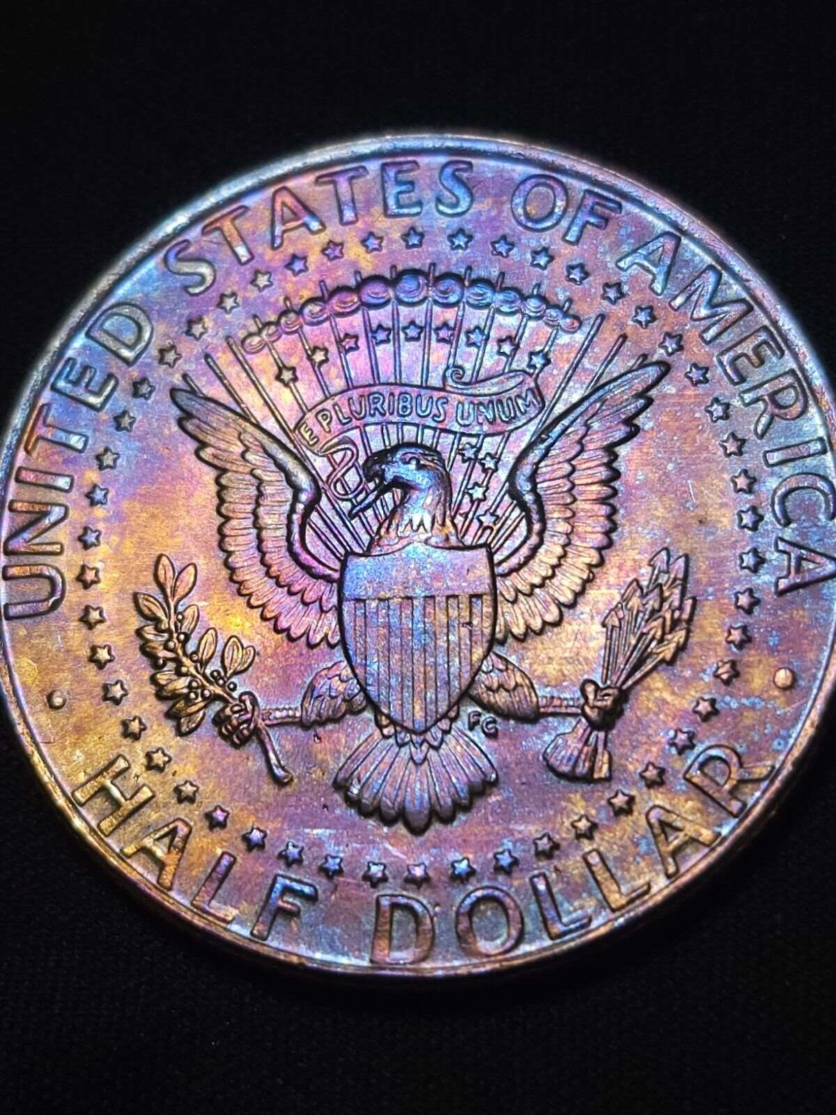1993-D Rainbow Toned Kennedy Half Dollar Bu